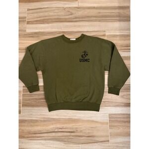 USMC Marine Corps Crewneck Sweatshirt Olive Drab Green EGA Military Pullover